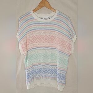 EUV Vintage Pastel Lady Devon Short Sleeve Sweater. Union Made In USA Size 2X